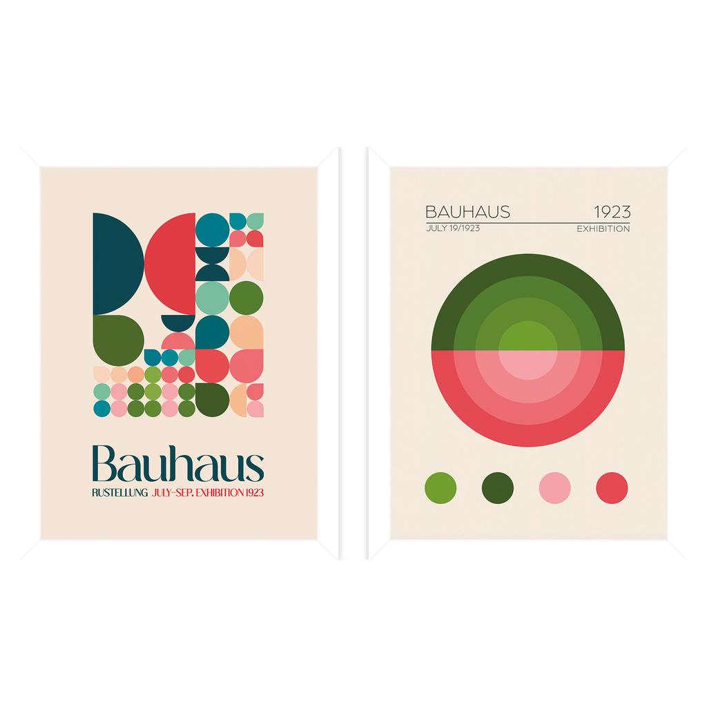 Emel Tunaboylu Bauhaus Boxen 2 Bauhaus Grüner Kreis Gerahmtes Druckset (Packung mit 2)