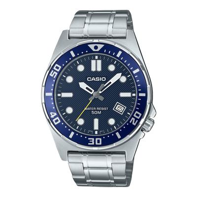 Orologio da uomo analogico standard in acciaio inossidabile con quadrante blu al quarzo MTD-135D-2AV