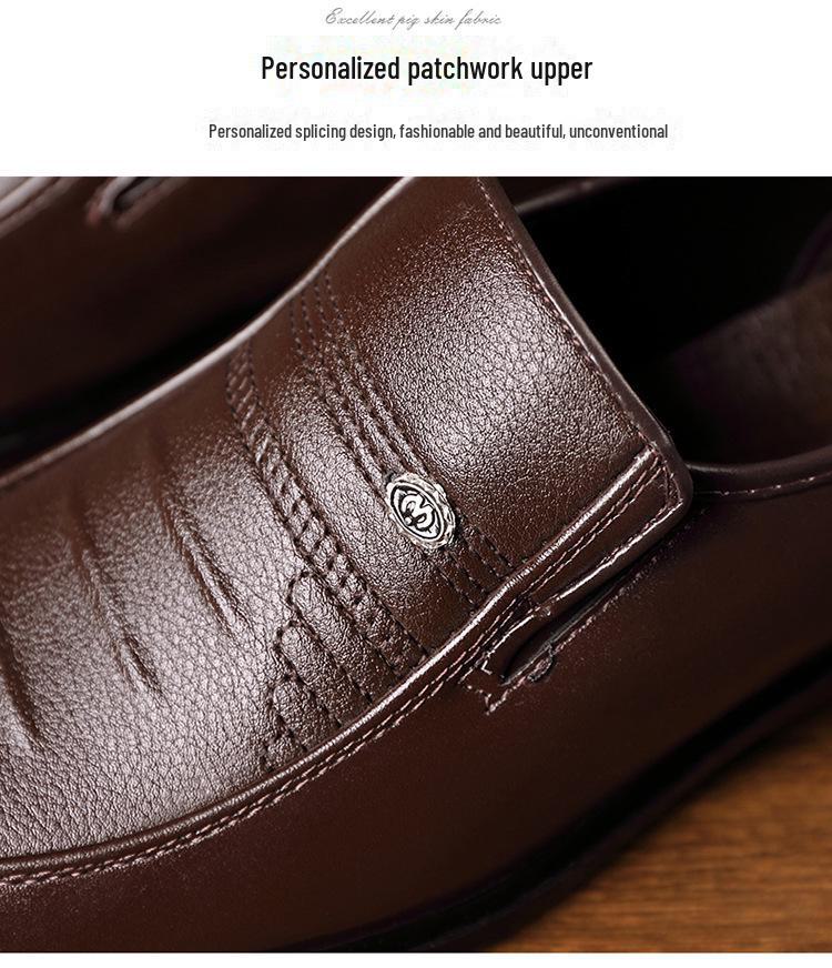 2024 Autumn Men's Soft Sole Casual Leather Shoes - Breathable Business Footwear for Middle-Aged and Elderly