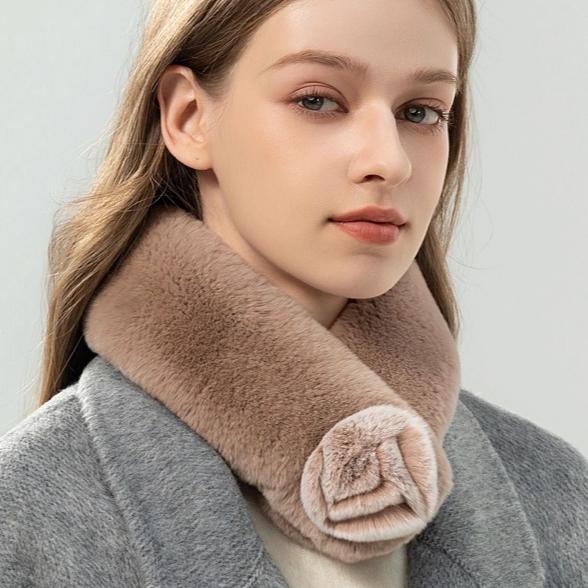 Elegant Double-sided Otter Rabbit Hair Scarf Korean Version Temperament Flower Mother Female Fur Scarf Female Winter Warm Magnetic Buckle