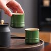 Keramische Teetasse Grüne Bambusglasur Bambusknotenbecher Einzeln Spezielles Keramik-Teeset Schlicht und Sauber