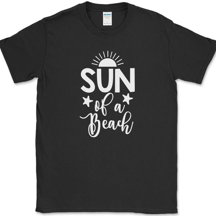 

Sun Of A Beach T-Shirt Funny Family Vacation Ocean Humor Gift Text Tee L