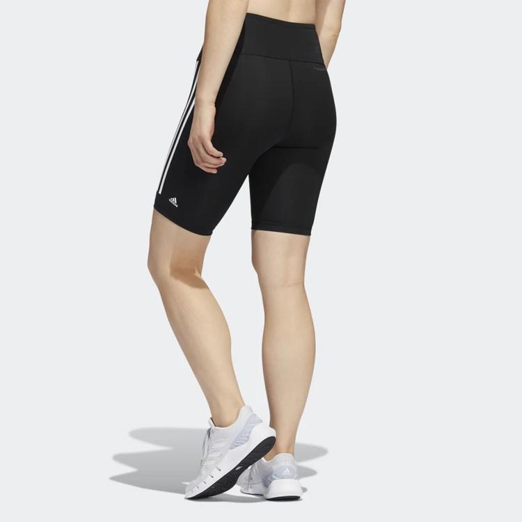 Adidas Logo Stripe Print Tight Fitness Shorts Women Shorts Black H64228