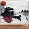 1 piece traditional Chinese landscape tapestry, polyester fabric, suitable for bedroom and living room interior decoration