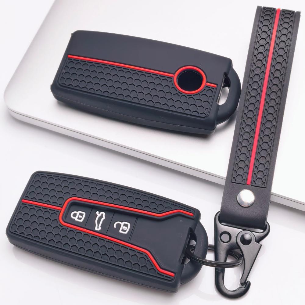 3 Button Silicone Key Fob Cover with keychain for VW Golf 8 ID.3 ID.4 ID.6 Lamando L Tiguan Teramont Talagon, Fits VW Golf Tiguan Passat Octavia