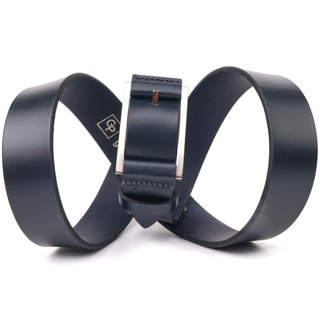 Cureaua eleganta de barbati pentru pantaloni din piele naturala GRANDE PELLE Curea din piele 21452 Albastru