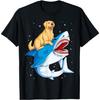Golden Retriever Riding Shark Jawsome Dog Lover Galaxy Space Men Women Girls Kids T-Shirt