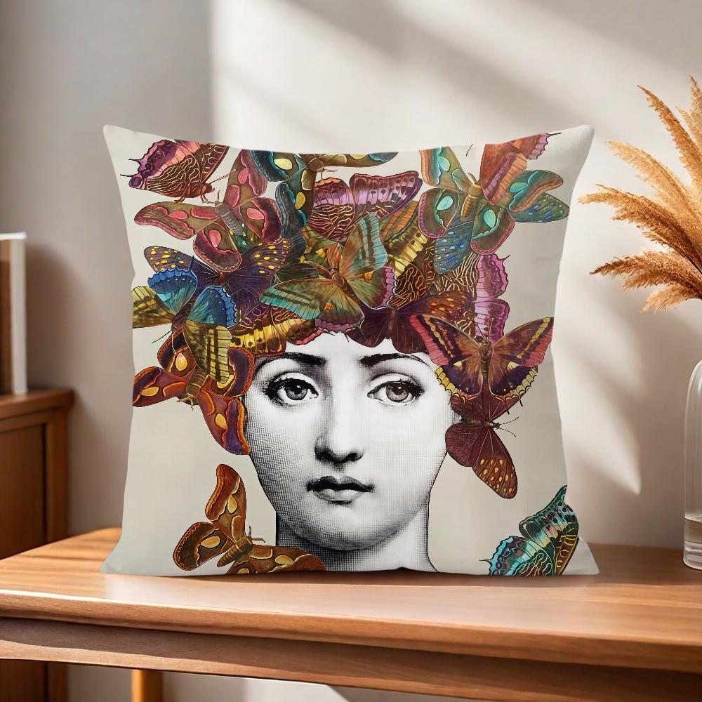 Soft Pillow Girl Case for Sofa Living Room Art Face Home Office Decor Protective Covers P-Piero F-Fornasettis Modern