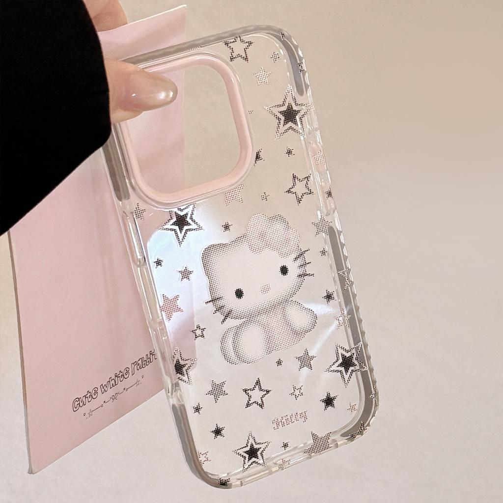 Cartoon Cat IPhone 16/15 Phone Case, Compatible with 17 Pro Max, Color-blocked Frame, Sweet and Cool 13/11 Soft Case