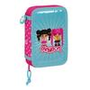 Double Pencil Case - Safta - Pinypon - Blue Pink - 12.5x19.5x4 Cm - 28 Pieces - Polyester - Cartoon - M854