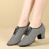 Adult Mid-Heel Soft Sole Dance Shoes: Houndstooth Pattern for Ballroom, Modern, Latin, and Cha-Cha Performances
