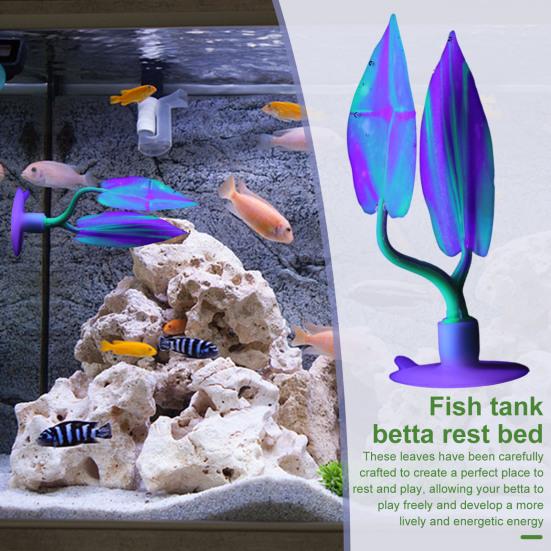 Fish Tank Leaf with Suction Cup Eco-friendly Vibrant Color Simple Installation Small Fish