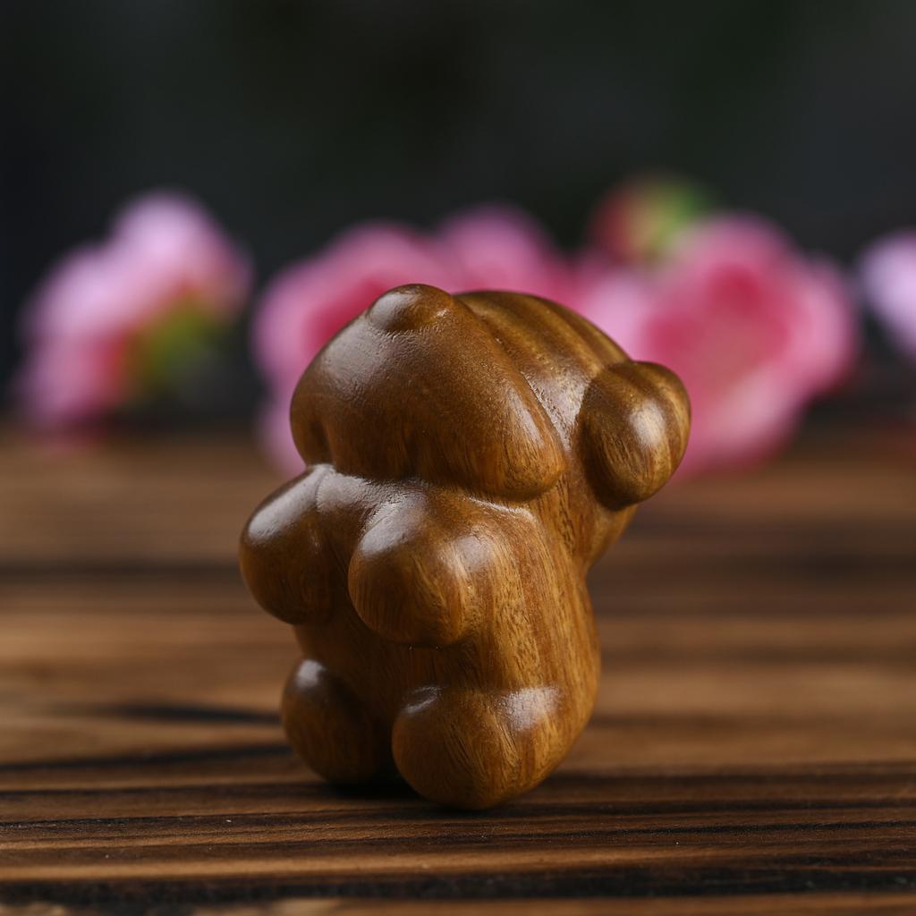 Green Sandalwood Little Puppy - Healing Cute Cartoon Pet, Creative Home Wooden Carving Ornament, Handheld Art Piece