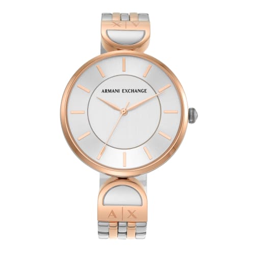 

A|X Armani Exchange Women s Watch NA AX5383 Silver and Pink Gold