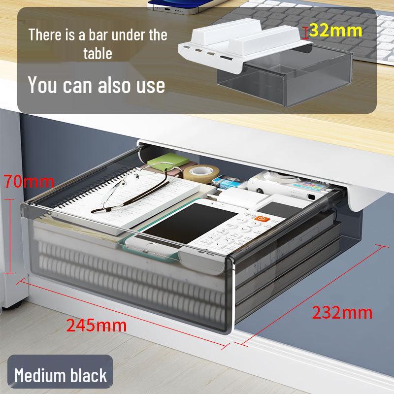 Niewidoczny organizer pod biurko: Bez wiercenia szuflada na artykuły biurowe