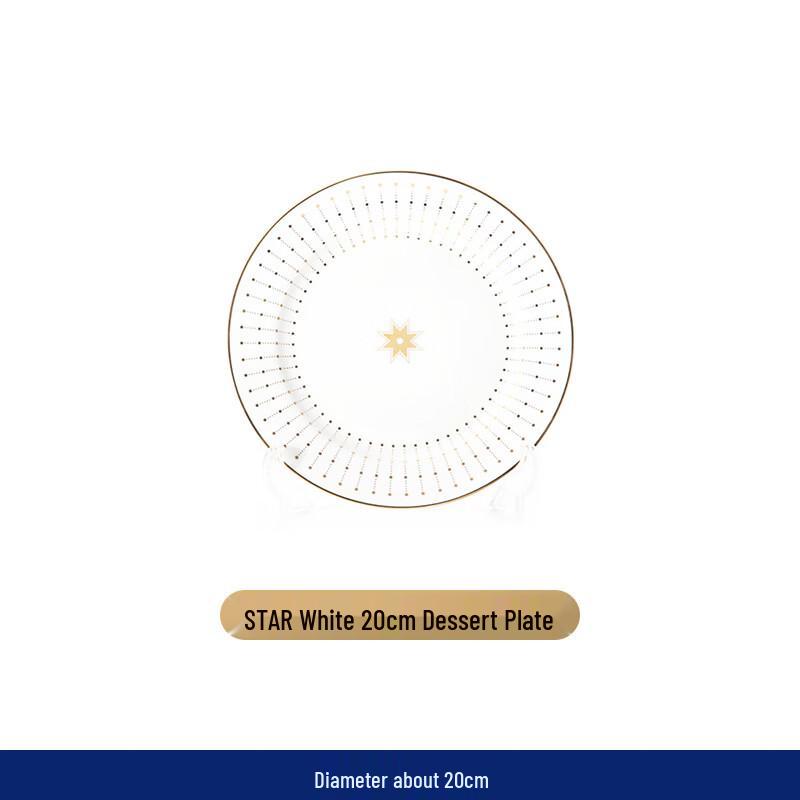 European Style White Star Ceramic Dinner Plate