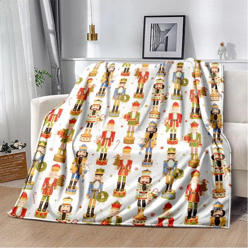 3D Nutcracker Christmas Tree Soft Plush Blanket,Flannel Blanket Throw Blanket for Living Room Bedroom Bed Sofa Picnic Cover Kids