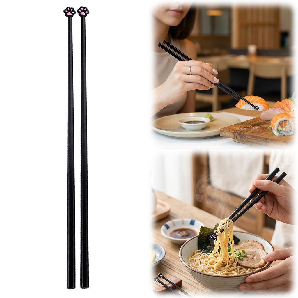 2 Pairs Cute Fun Cat Paw Chopsticks Lightweight Non Slip Hand Chopsticks Kitty Themed Gift for Kids & Adults & Girlfriends