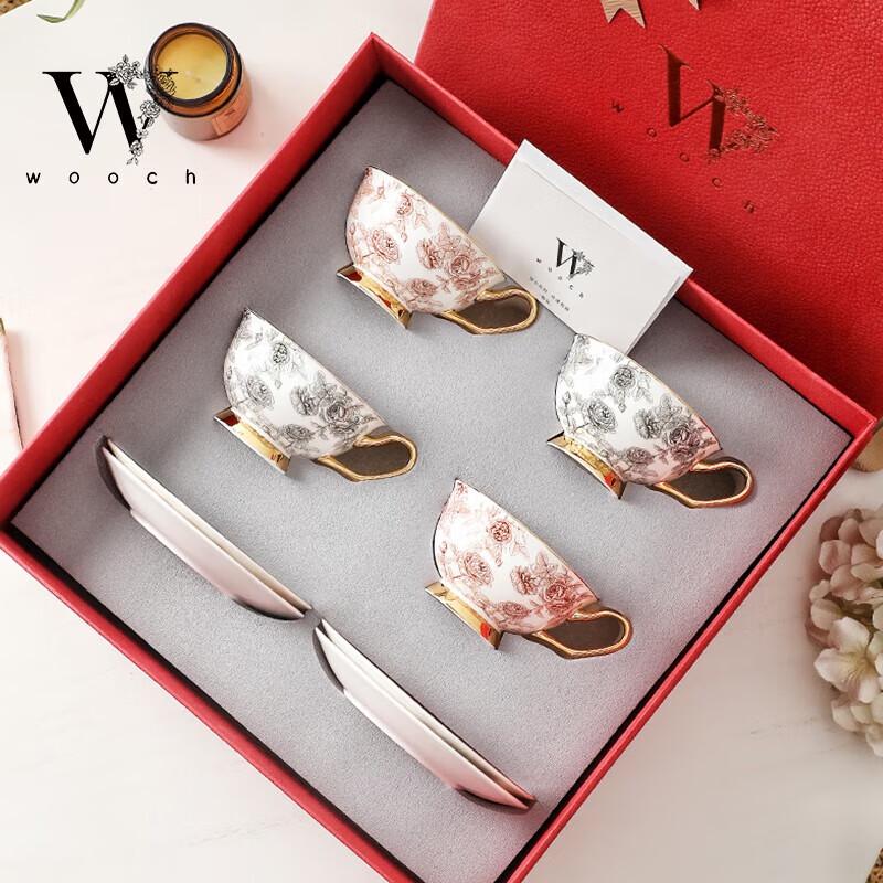 WOOCH Rose Pact Series 4-Cup & Saucer Luxury Gift Set