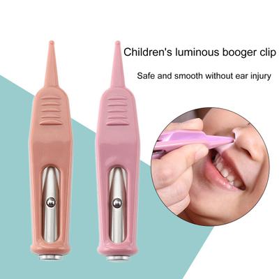 Booger Clip avec lumière LED Facile à utiliser Tête souple non irritante Nettoyage créatif des narines Pincettes de nettoyage du nez de bébé en alliage d'aluminium pour voyage