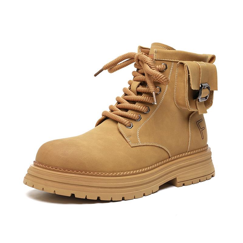 

Карманная отделка Ботинки Мартин Мужские ботинки на толстой подошве в британском стиле, увеличивающие рост, короткие ботинки Универсальные, не гнилые ботинки-ревень 7779-R 44 жёлтый