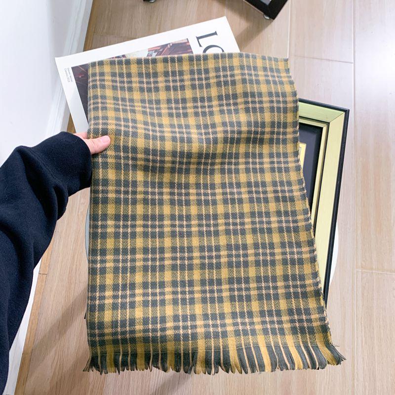 Women's Faux Cashmere Plaid Scarf - Korean Style, Thick & Warm Autumn/Winter Shawl