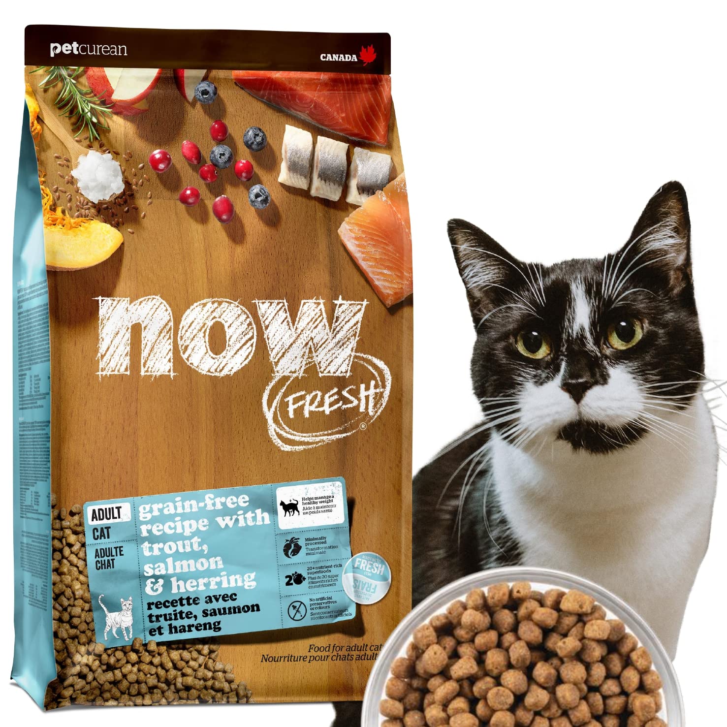 

NOW FRESH Adult Cat Food, Fish Flavor (Trout, Salmon, and Herring), Grain-Free, Meal-Free, Made with Fresh, Cat-Friendly Ingredients, 3.63kg