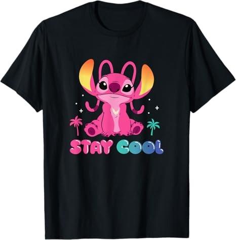 Lilo Stitch Stay Cool Angel Sassy Portrait Black TShirt S