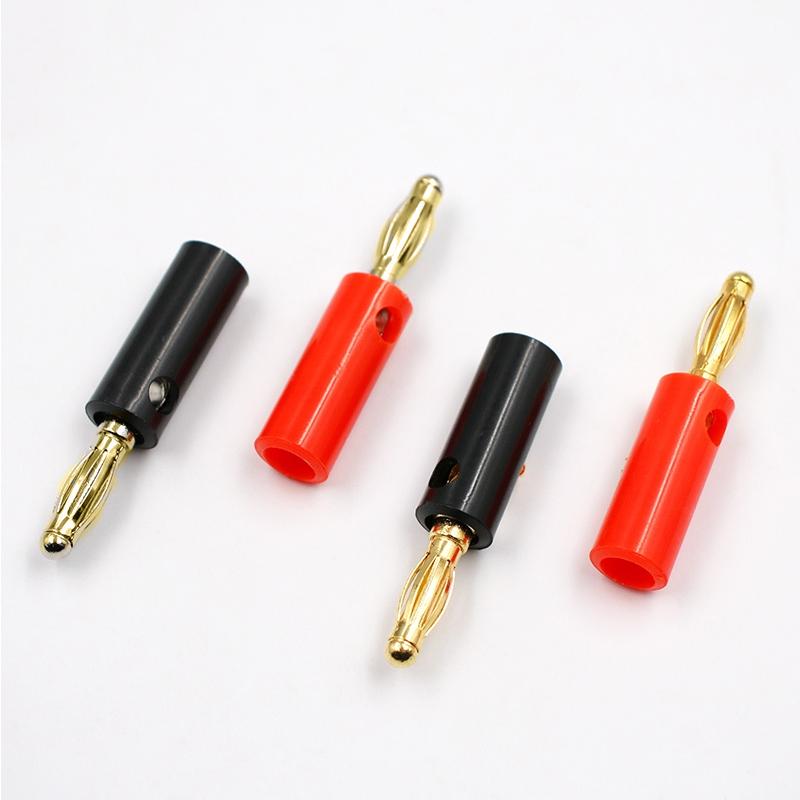 10pcs 4mm Gold Plated Lantern Type Banana Plugs Audio Connectors Screw Fixed Stackable Jack Solderless Speaker Wire Plugs
