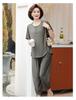 Stylish Summer Plus Size Round Neck Top & Nine-Point Pants Set for Middle-Aged Mothers