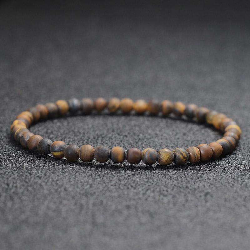 

100% Natural Matte Tiger Eyes Stone Bracelet Men Minimalist 4/6/8/10/12/14mm Beaded Braclet Homme Uranus Brazalete Gift For Him M 19.5cm 7.7Inch