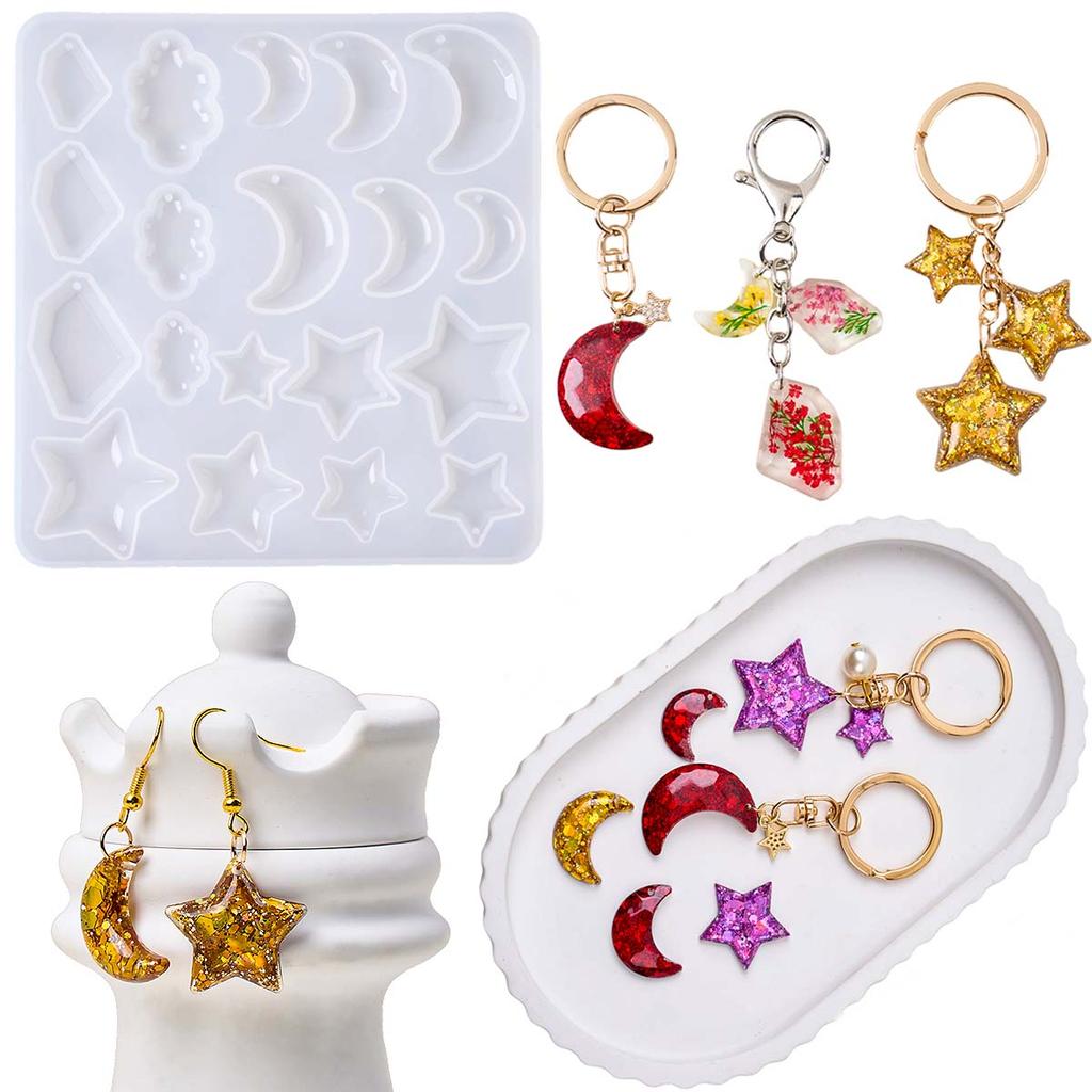 Earring Pendant Epoxy Silicone Mold DIY Star Moon Cloud Shape Keychain Necklace Charms Crafts Making UV Resin Jewelry Molds