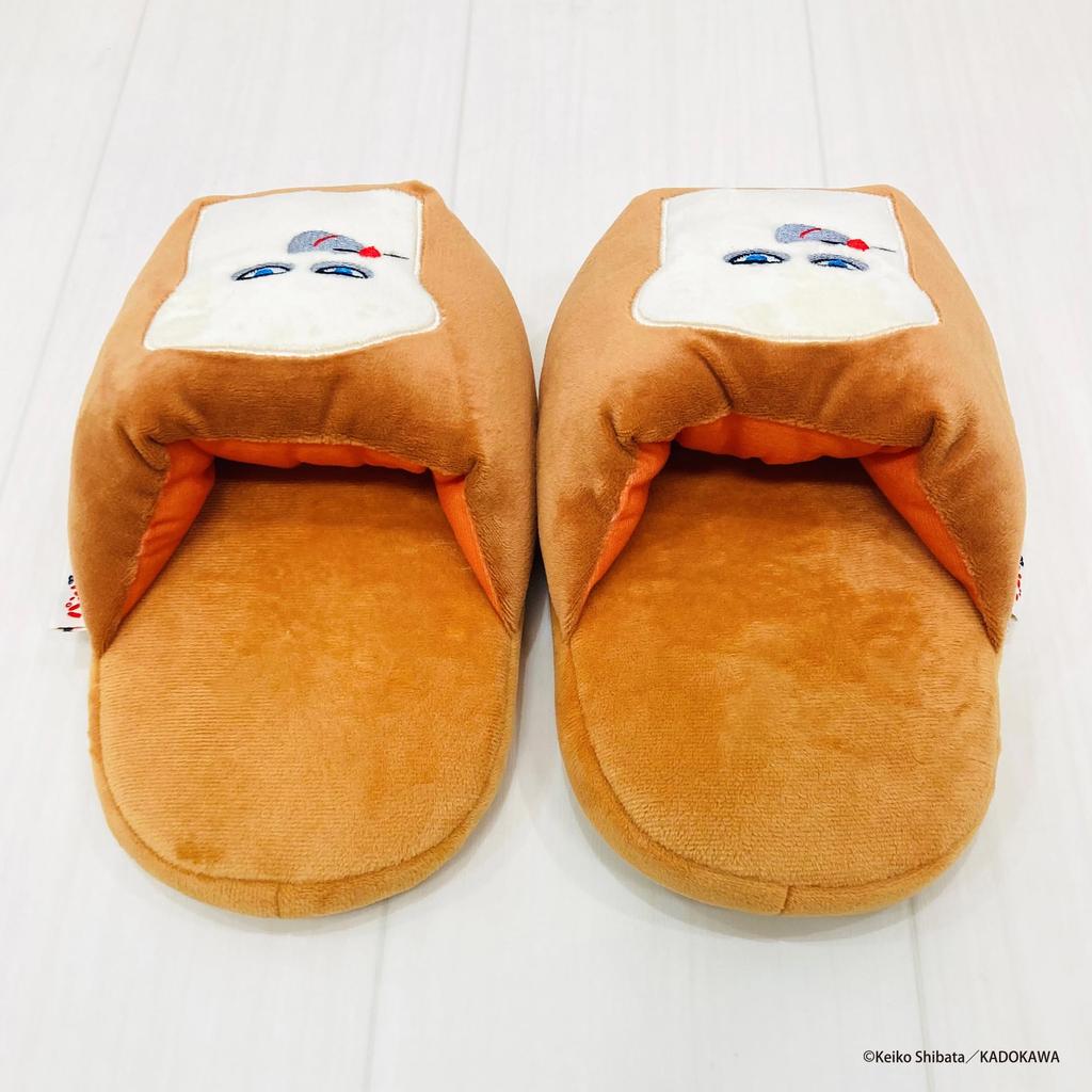 MORIPiLO Bread Thief Indoor Room Shoes Size Plush Cute Bread Thief Makura No Morishita Slippers, (Fluffy Knyac) 22.0-25.0cm, Unisex, Toy, Gift, Beige,