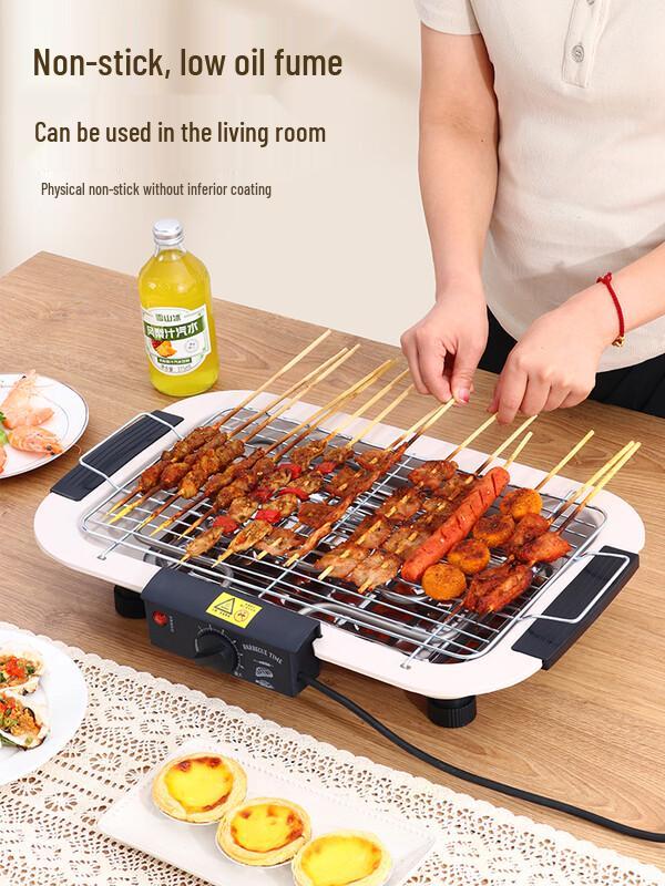 Grote Oranje-Rode Elektrische Rookloze Binnengrill met 6-delige Set