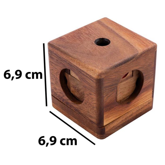 Casse-tête en bois - Engelhart - Dé enfermé - 9 pièces - Niveau difficile - 6,9 x 6,9 x 6,3 cm