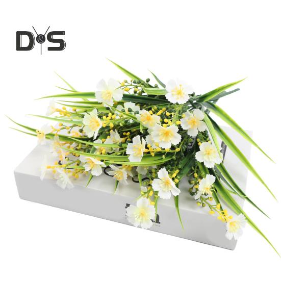 2 Pcs Artificial Flowers Bundle UV-Resistant Faux Plants Non-fading Fake Flowers for Home Vase Basket Window Box Outdoor Decoration