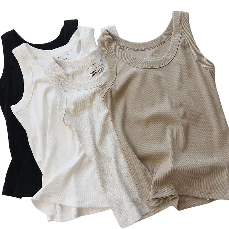 Women's Slim Fit Ribbed Cotton Camisole: Breathable, Elastic, Cropped Sports Vest for Summer