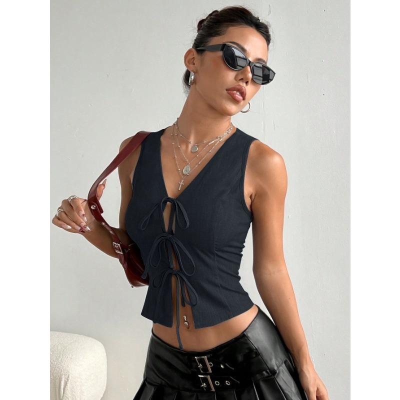 Top ajustado con cordones de verano para mujer