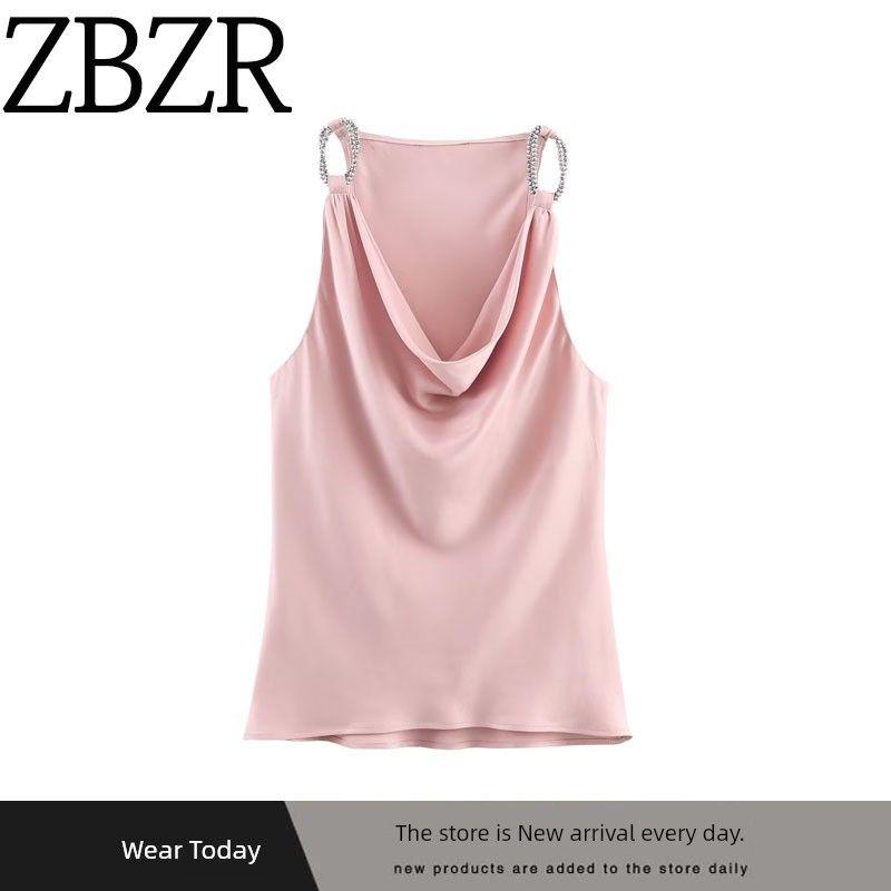Za Export New Arrival Women's Clothing ZR Fashion Style Fashionable All-Match Beaded Silk Satin Texture Tops 5029211