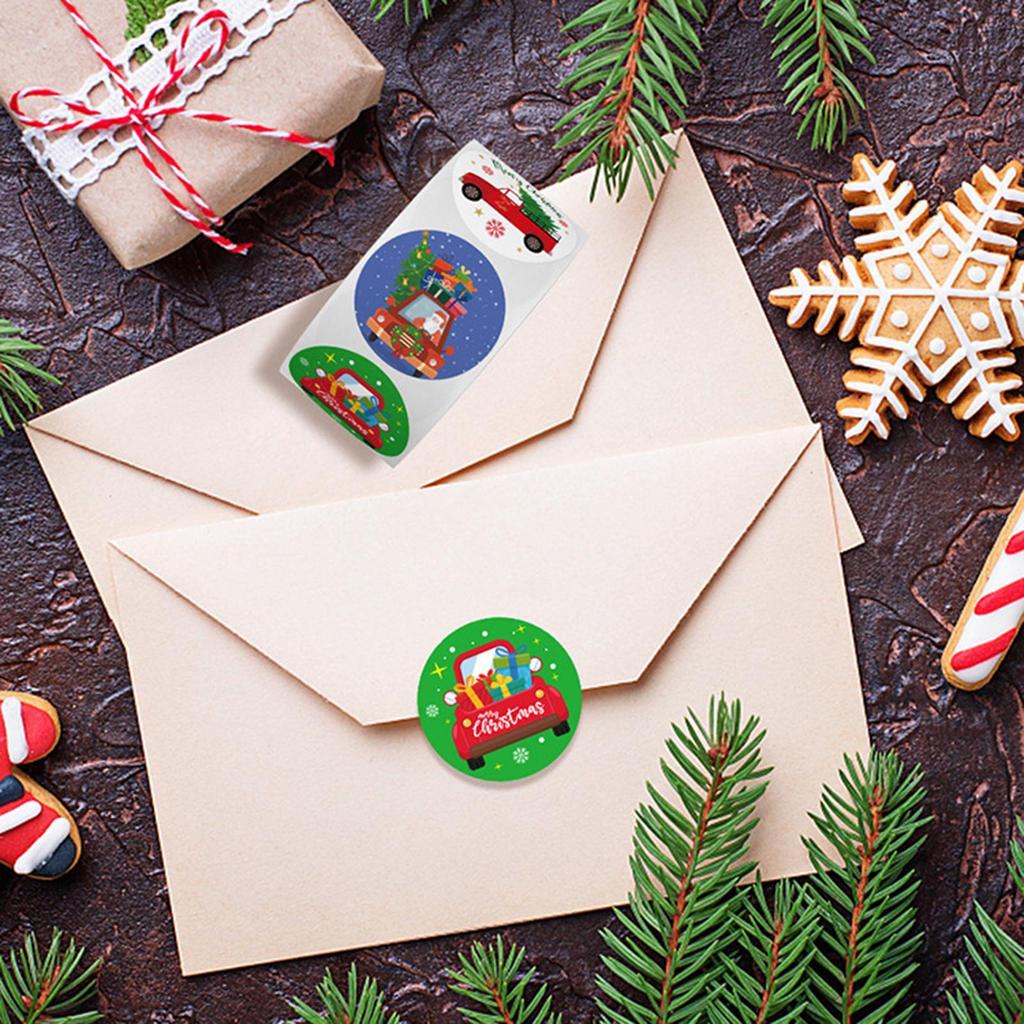 Roll Of Christmas Stickers Christmas Winter Holiday Labels Roll Seal Decals Paper Gift Wrapping Supplies For Scrapbooking