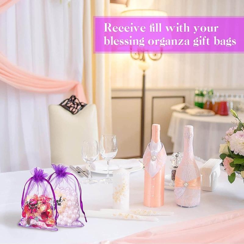 50Pieces Delicate Thankyou Gift Bag Jewelry Packaging Bag Chic Embroidery Mesh Bag Mesh Material for Birthdays Weddings