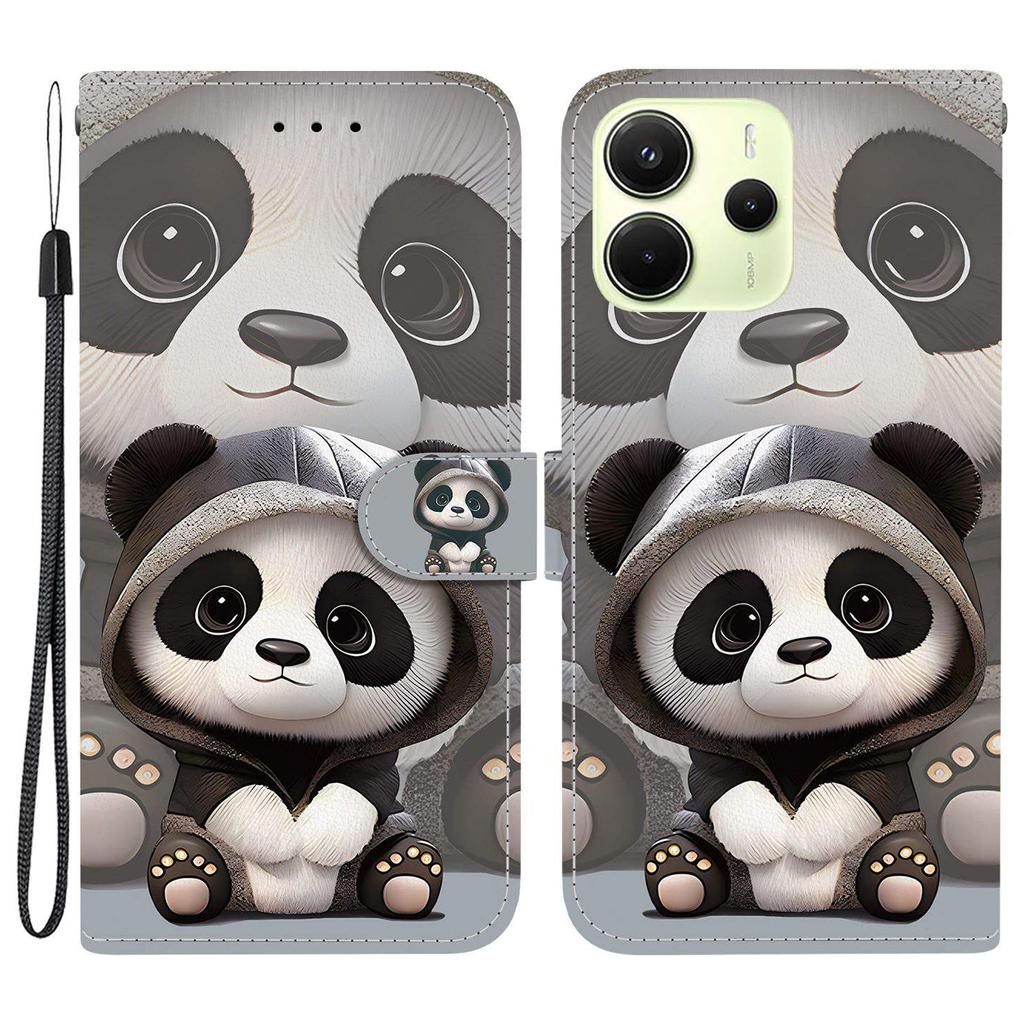 Per Xiaomi Redmi Note 14 4G (164.84mm) Custodia Portafoglio Stampa a Motivo Pelle Supporto Copertura Telefono con Cinturino