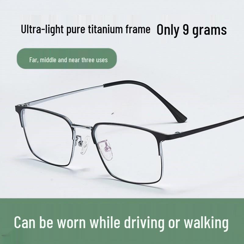 Men's Large Frame Color-Changing Bifocal Reading Glasses with Anti-Blue Light Protection