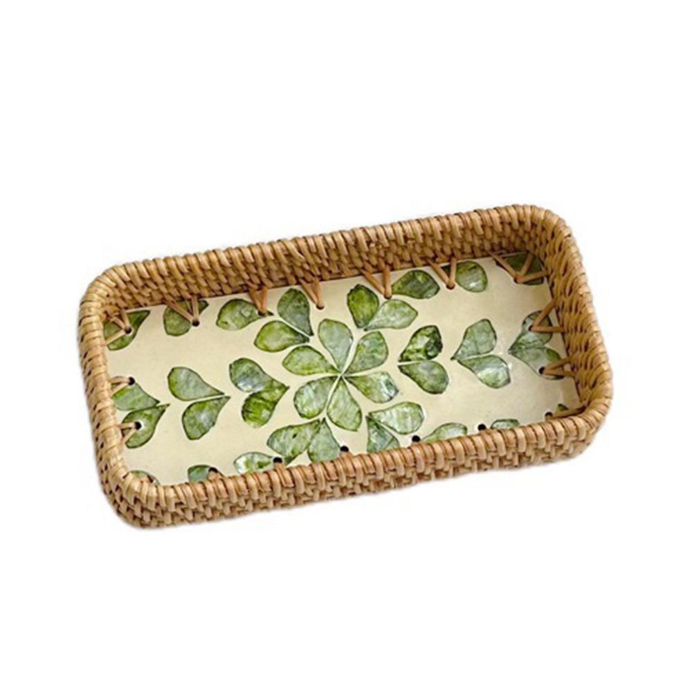 Hand Woven Rattan Shell Tray Colorful Bread Baskets Tray Splicing Shell Rattan Basket  Living Room