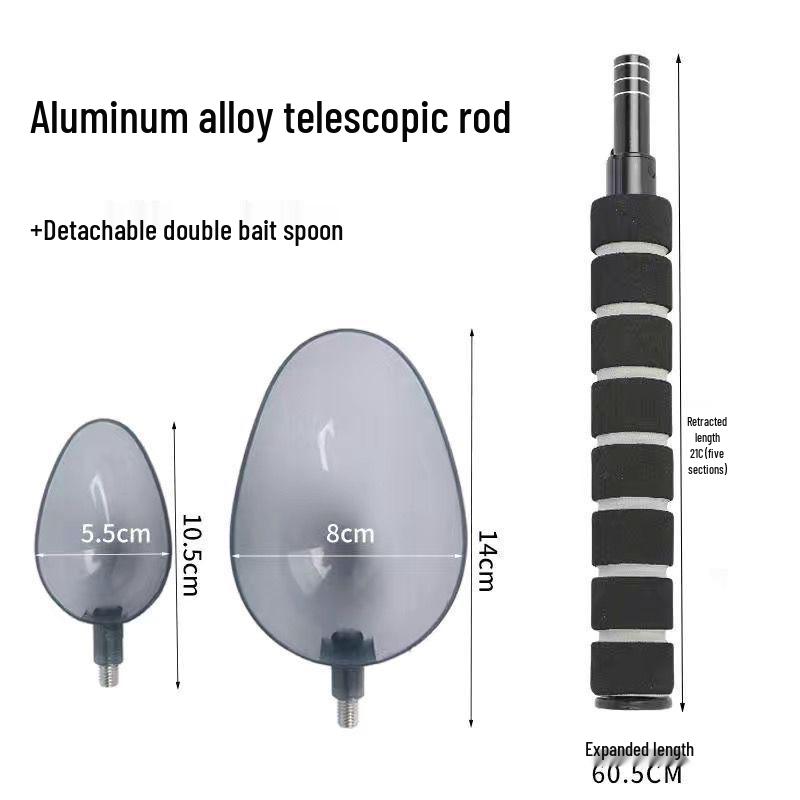 Portable Multi-Functional Retractable Bait Dispenser and Casting Spoon Rod