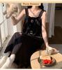 2026 Summer Princess Style Woven Cloud Cotton Camisole Nightgown with Chest Pads - Long Skirt, Square Neck.