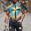 T-shirt Estive con Stampa 3D Croce di Gesù Cristo Uomo Donna Moda Casual Streetwear Oversize Girocollo T-Shirt per Bambini Top Abbigliamento