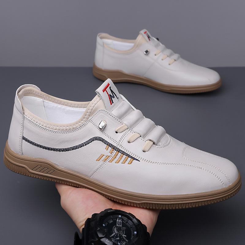 Hot casual men's shoes spring new men's soft-soled non-slip one-pedal leather shoes fashion casual leather shoes