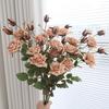 3 Head Simulation Rose Flower Luxury Fake Flowers Artificial Rose Branch  Outdoor Garden Decor