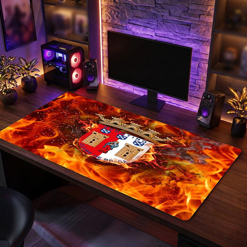 Braga FC Theme Pattern Mouse Pad, Soccer Logo Design XXL Gaming Desk Mat Non-Slip Computer Mouse Pad